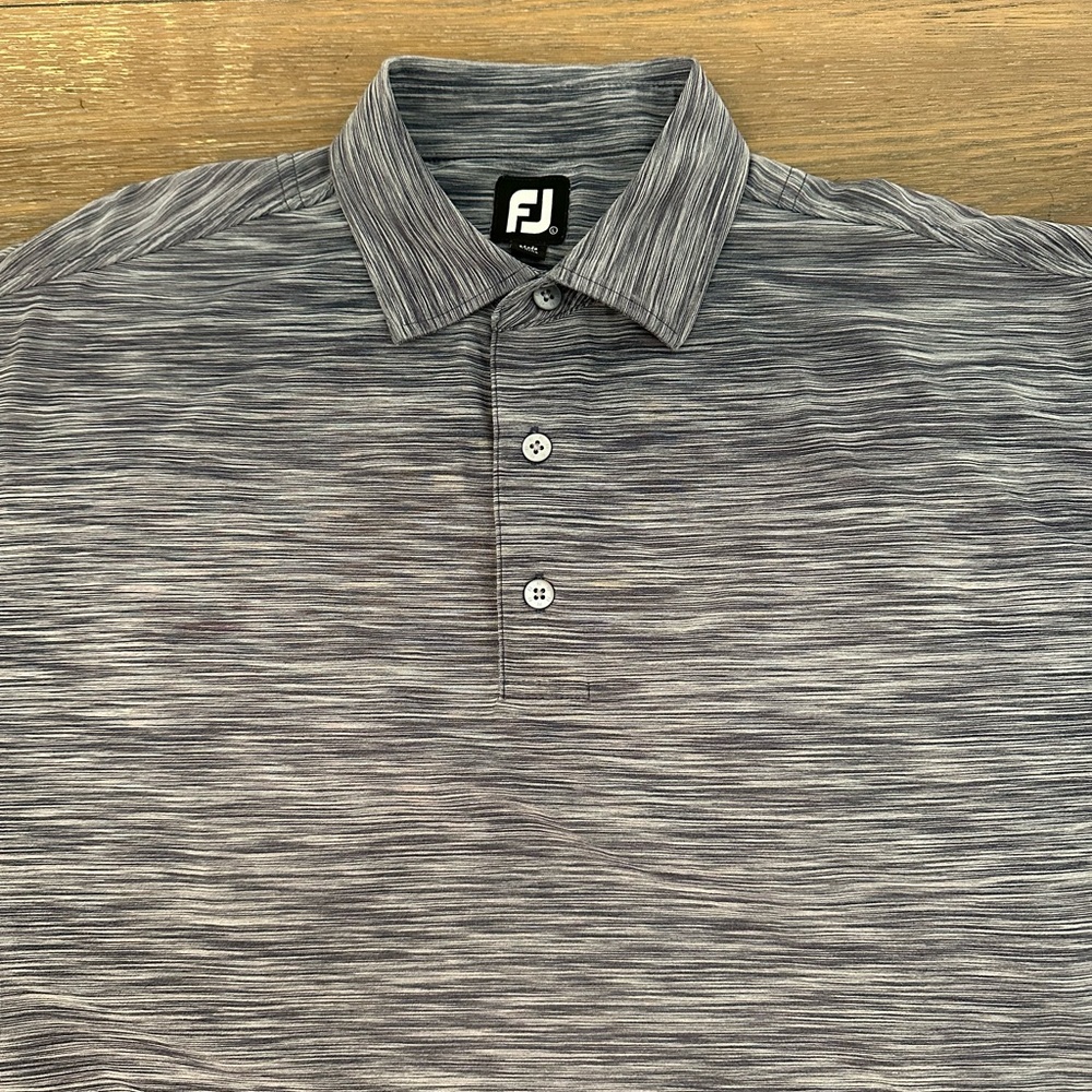 Foot Joy Short Sleeve Polo Shirt Blue/Grey Color Size L Gently Worn
